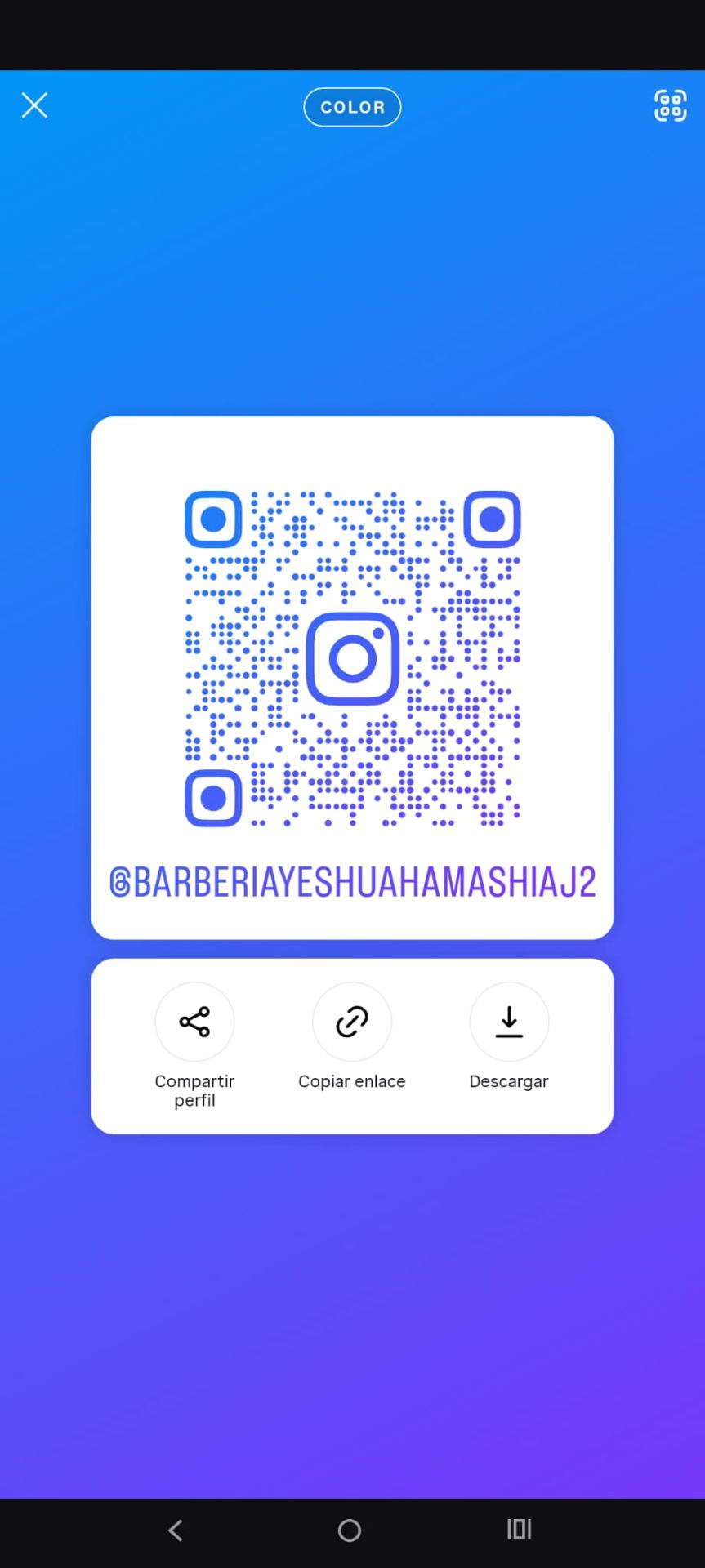 Código QR Instagram @barberiayeshuahamashiaj2